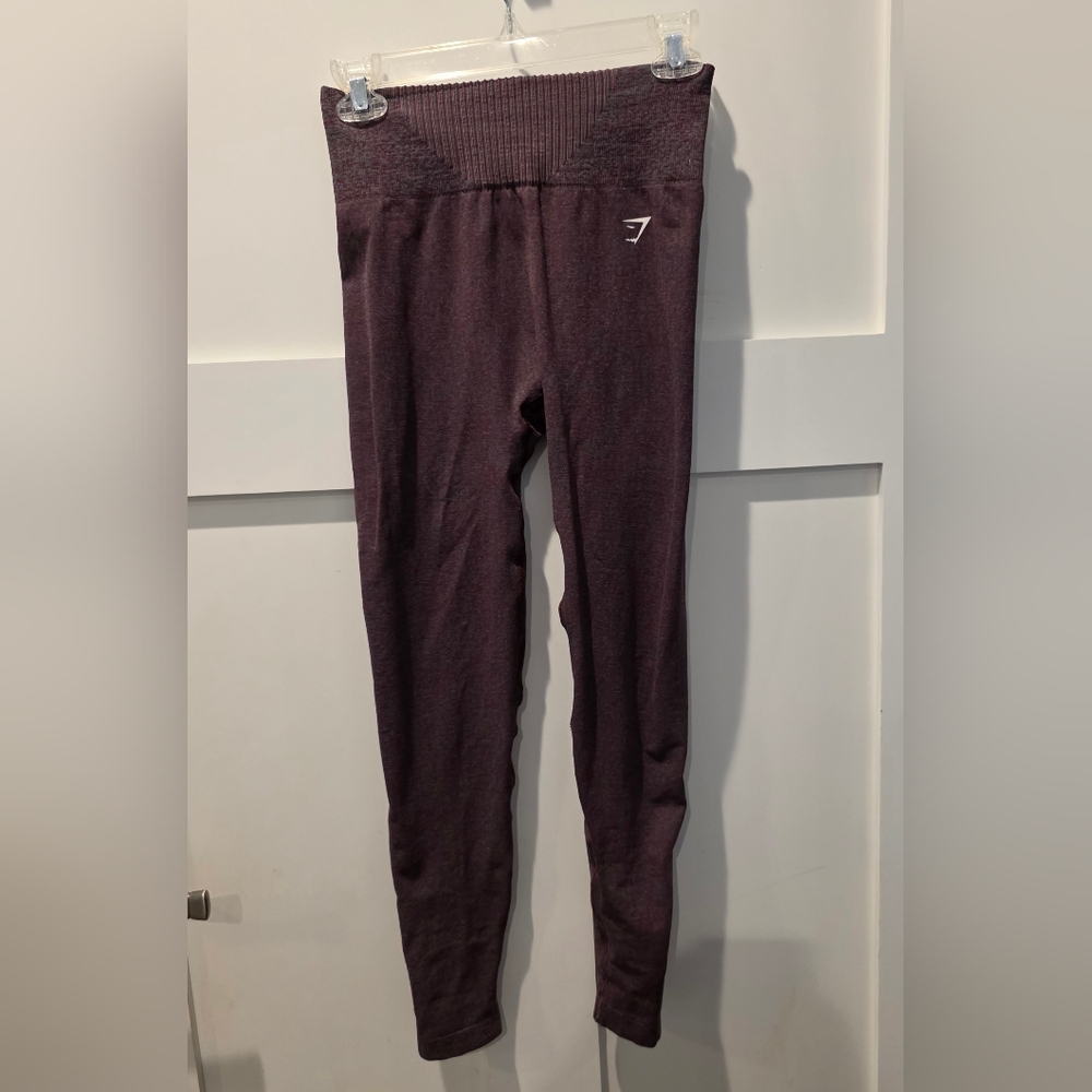Gymshark Marl Seamless Leggings Gray And Maroon Small Athleisure Exercise